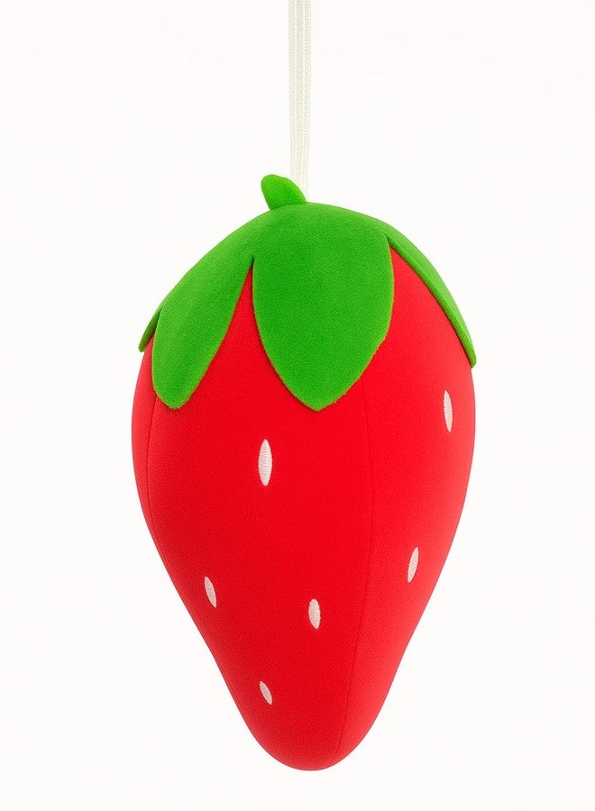 DTR Creation Plush Strawberry Soft Toy - 25 cm Cute Hanging Car & Home Decoration | Soft & Huggable Cushion Pillow for Kids & Adults | Fruit Shape Stuffed Toy for Play, Gift & Comfort - Image 1